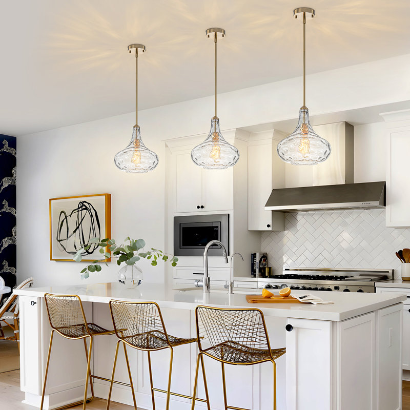  1 - Light Dimmable Single Glass Pendant Light, Gold