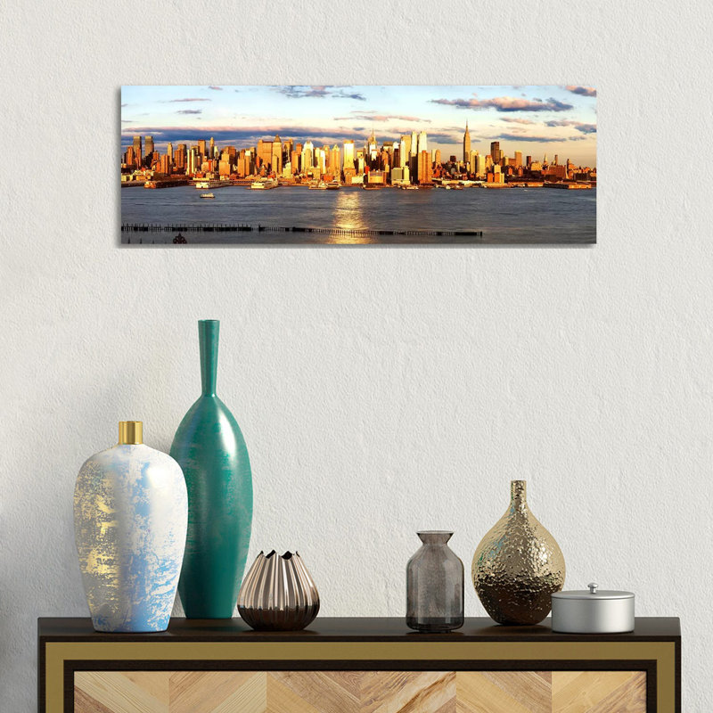 Skyscrapers In A City, Manhattan, New York City, New York State, USA - Wrapped Canvas Panoramic Print