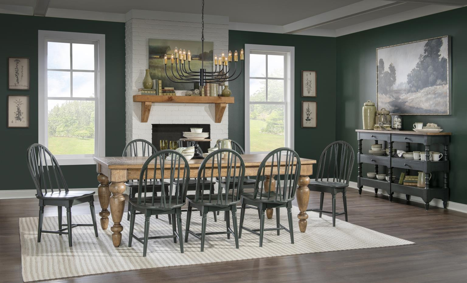 Country Living Oak Dining Chair, Green