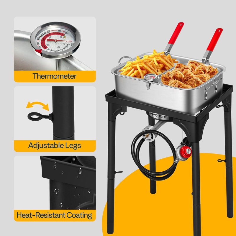 18qt Aluminum Double Fryer With 2 Baskets