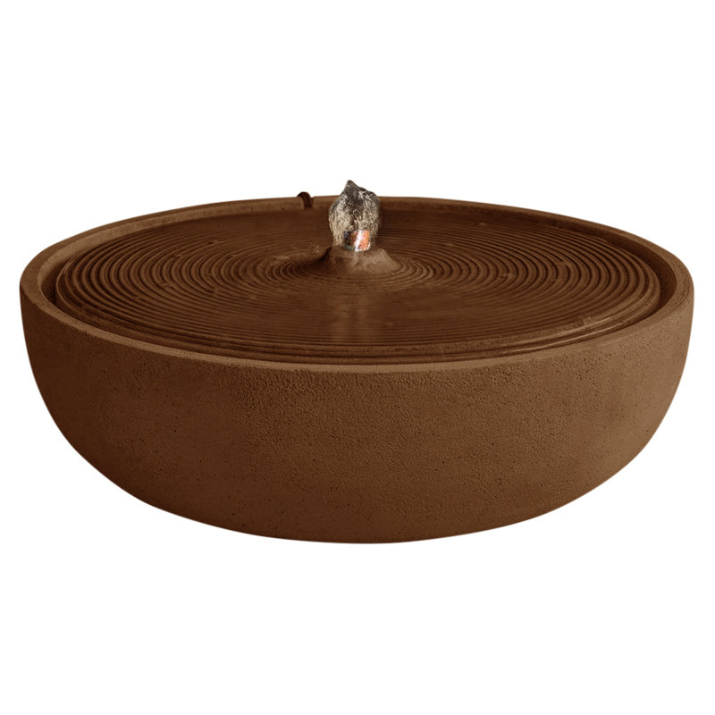 Fontaine ondulée en béton, H 6,25 po x l 14,25 po x P 17,25 po, Roche calcaire française