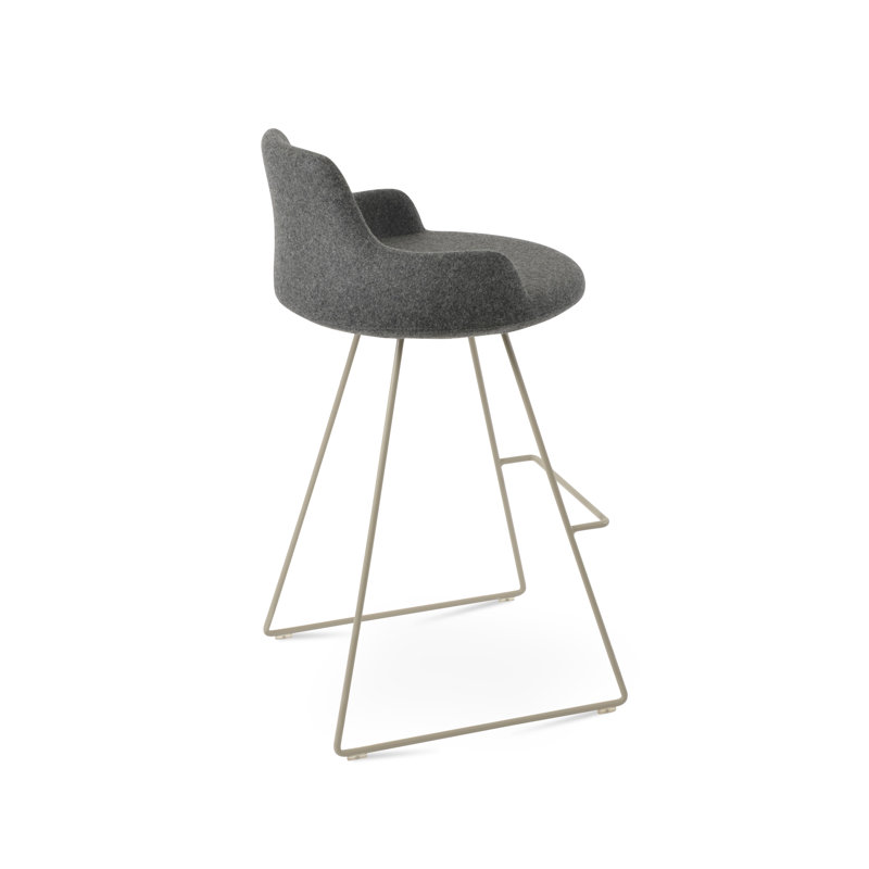 Tabouret de bar et de bar Dervish, Gris foncé, Os, Tabouret de comptoir (siège d'une hauteur de 24,5