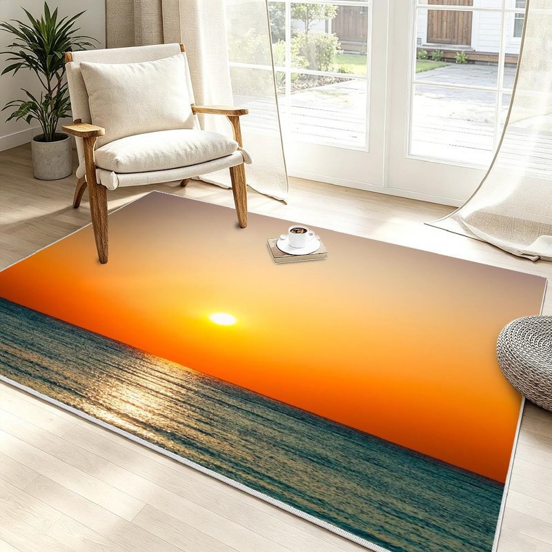 Magnifique tapis d'intérieur lavable transparent Sun Ocean, Rectangle 39 po x 63 po