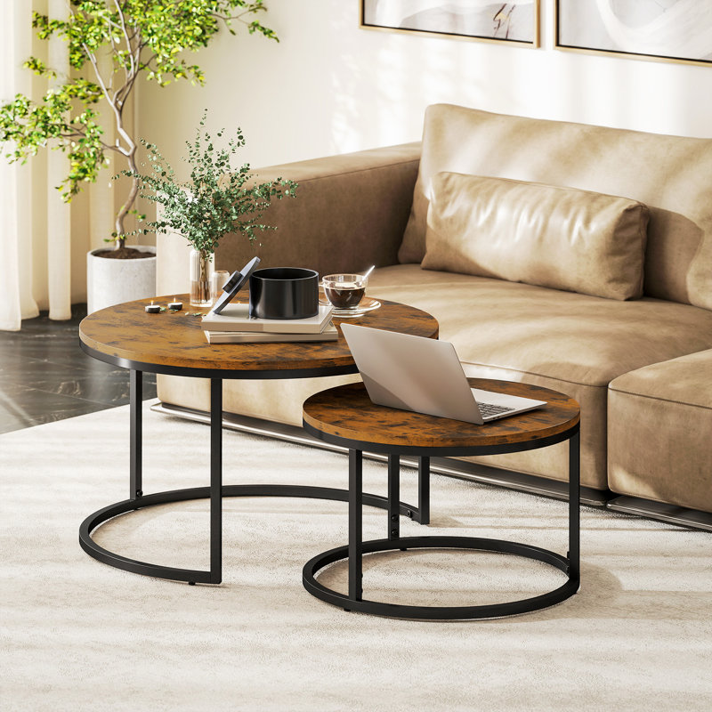 2 Piece Coffee Table Set, Rustic Brown