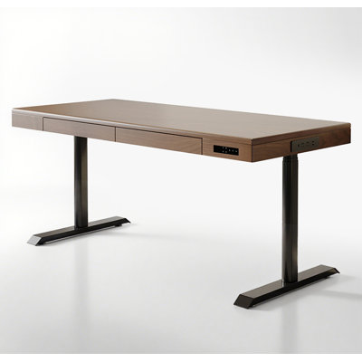 Solid Wood Electric Adjustable Standing Desk with Drawers