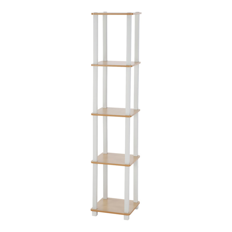 Mandrin 5 Tier Shelving Bookcase, Beech/White Square Tube