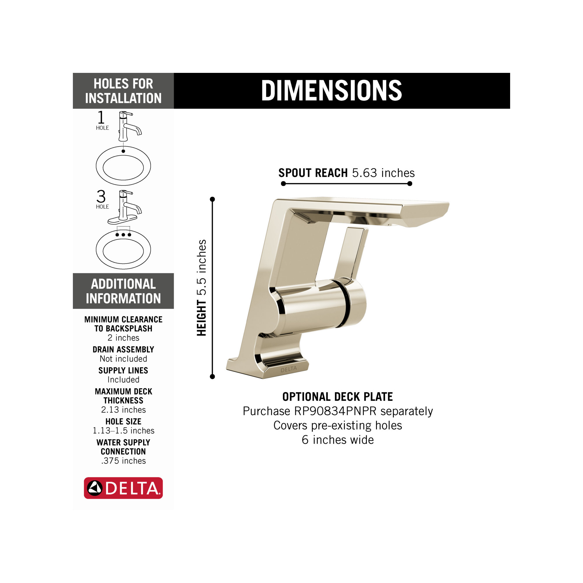 Pivotal Single Hole Bathroom Faucet with DIAMOND™ Seal Technology, Polished Nickel
