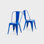 Ensemble de 2 chaises de salle à manger industrielles en métal bleu lustré de 18 pouces de hauteur, empilables à l'intérieur, à l'extérieur, légères, faciles à nettoyer, faciles à assembler et au design moderne et durable
