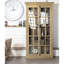 Armoire d'appoint en bois de manguier massif Jack avec portes en verre à carreaux