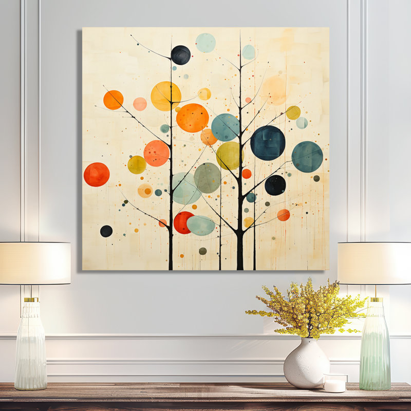 Art mural minimaliste beige du milieu du siècle - Minimalisme, Sans cadre, H 24 po x l 24 po, Toile tendue