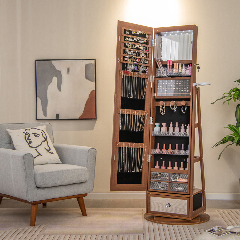 Anushya Freestanding Jewelry Armoire, Brown