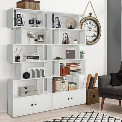 72''H X 27.5''W 2 PCS 6-Tier Bajulal Geometric Storage Bookcase