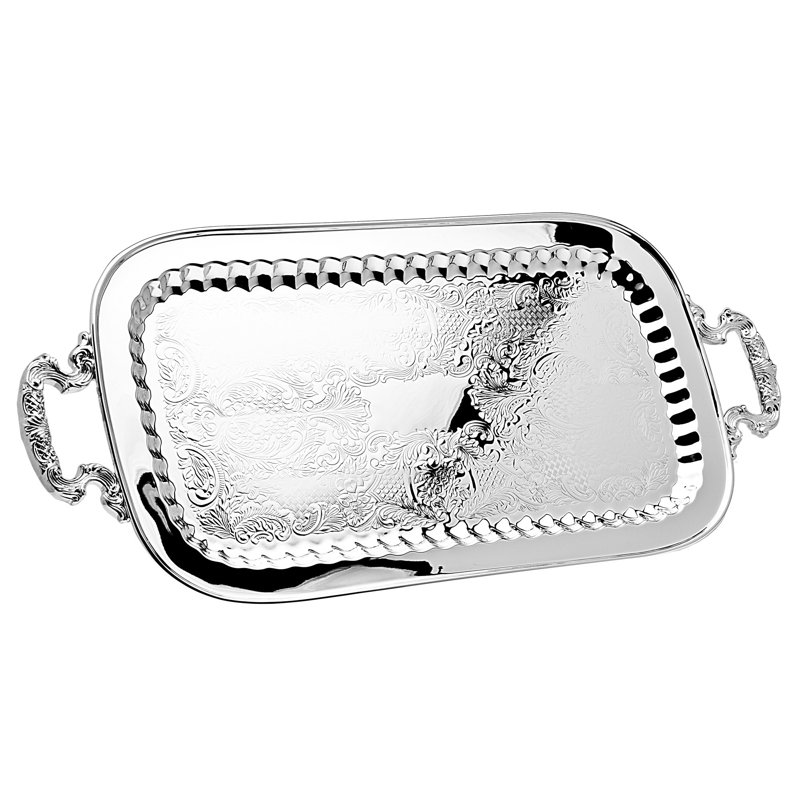 24" Metal Serving Tray With Handles