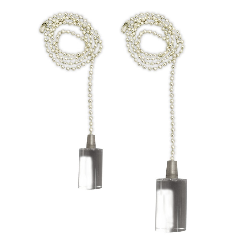 Cylinder Shaped Lucite Ceiling Fan Pull Chains, Chrome