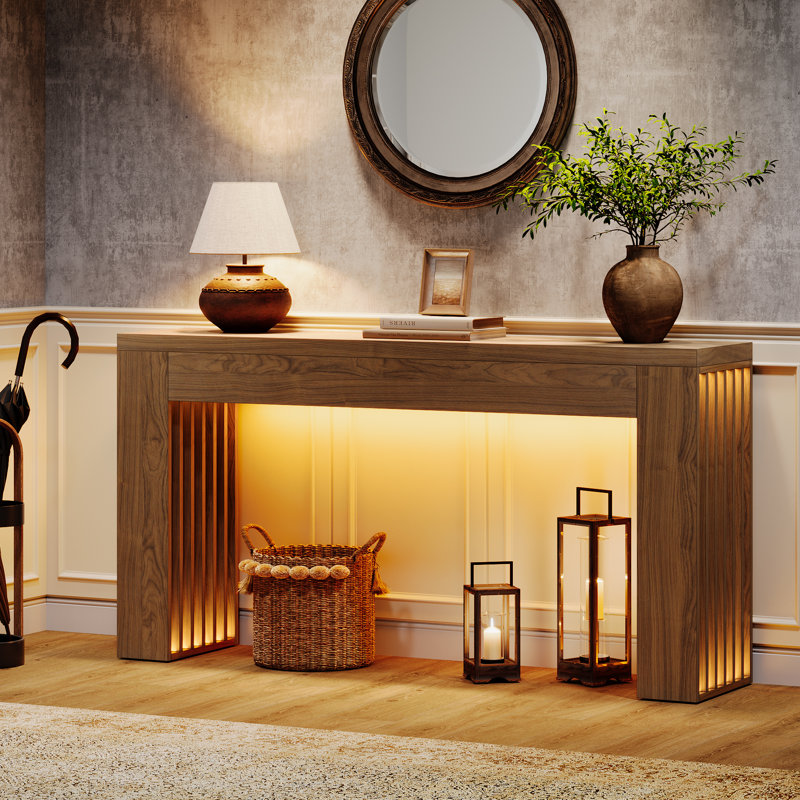 59-Inch Console Table, Wooden Rectangular Sofa Table Behind The Couch