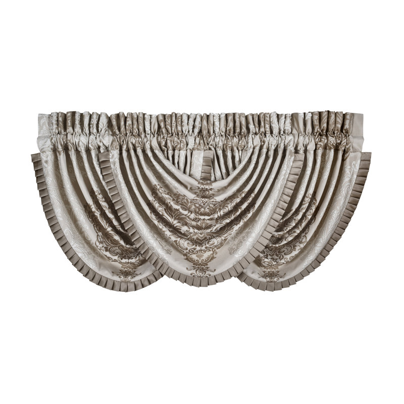 La Scala Damask Swag 88" Window Valance in Gold