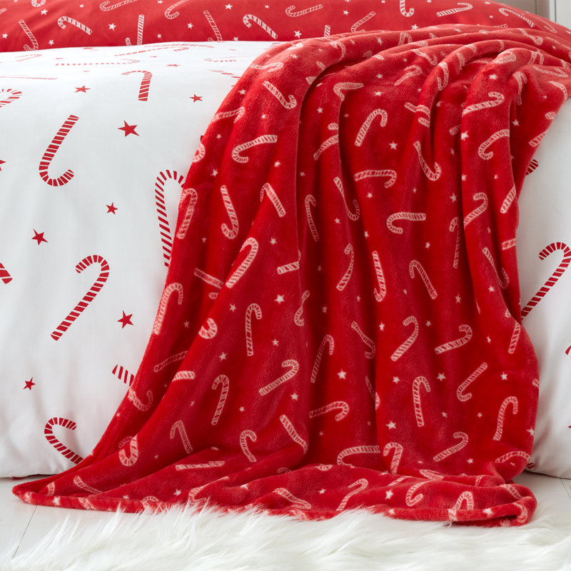 Christmas Candy Cane Fleece Blanket Throw