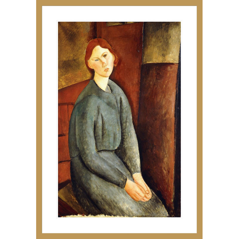 Portrait d'Annie Bjarne par Amedeo Modigliani - Estampe numérique encadrée, H 41,5 po x l 28,85 po