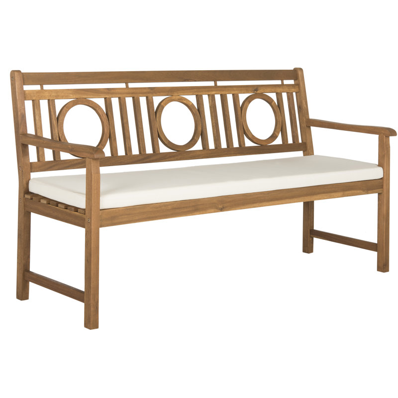 Solid Wood Acacia Outdoor Bench, Natural/Beige