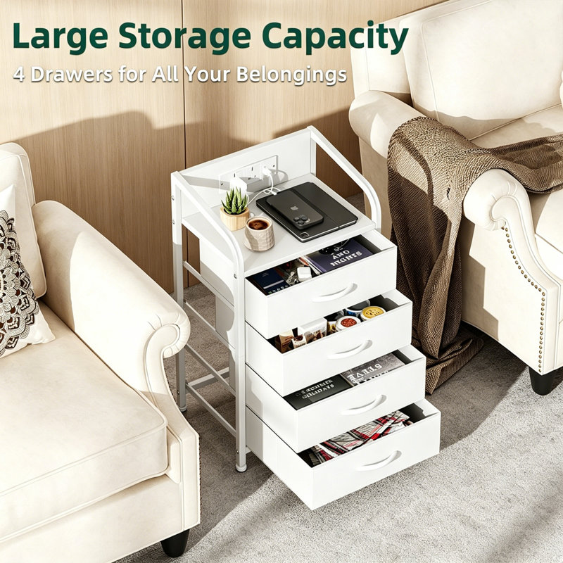 39.5cm W Bedside Table, White