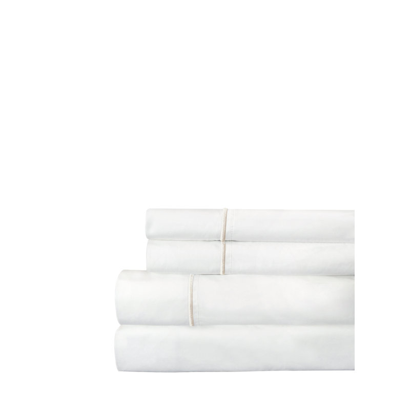 Ensemble de draps en percale 100% coton 300 fils Benin, Ensemble de draps pour grand lit + un drap-housse, Ivoire