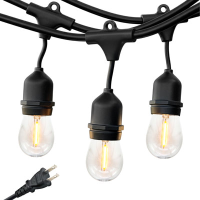 Guirlande d'extérieur à DEL 105 pi avec 34 ampoules Edison S14 blanches et résistantes aux intempéries Ambience Pro
