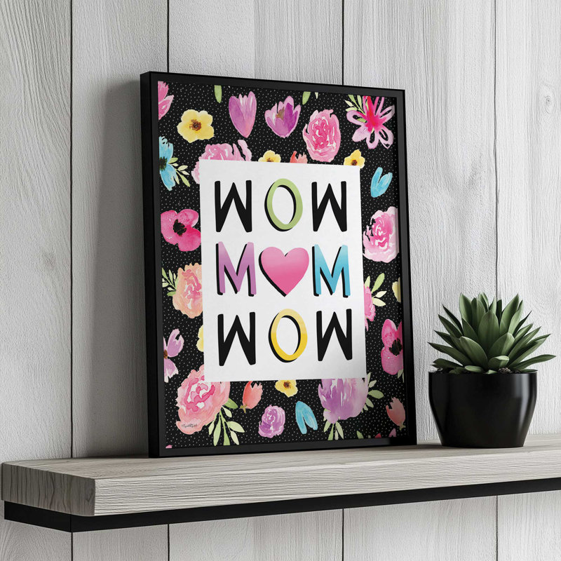 «Wow Mom Wow» par Elizabeth Tyndall, reproduction d'art, L 12 po x H 16 po, Impression encadrée, Blanc