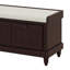 Banc à chaussures de style rétro avec coussin et trois tiroirs, banc de rangement avec compartiment de rangement caché, banc d'entrée cannelé-1521922612