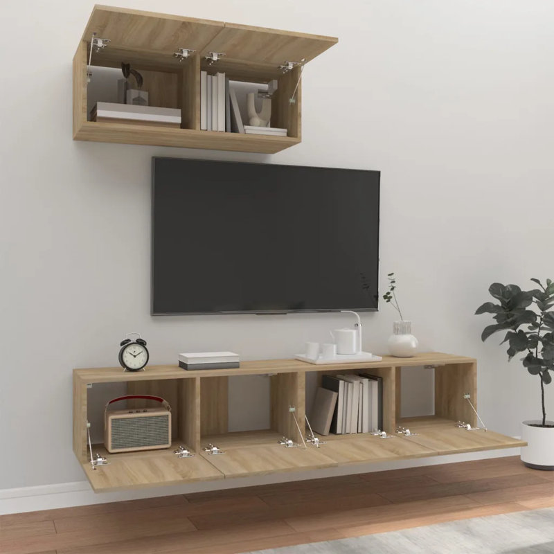 Meuble télé 3 pièces pour téléviseur de 65 po ou moins Kahden, Chêne sonoma