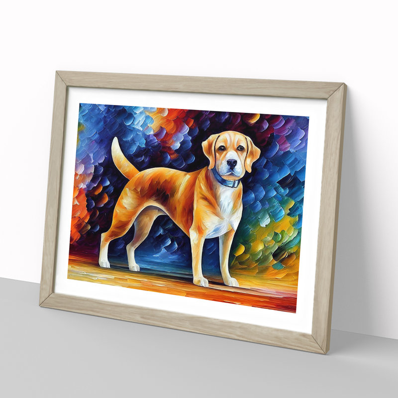 Dog Vol.2 Abstract - Framed Print, 25cm H x 34cm W x 2cm D, Oak