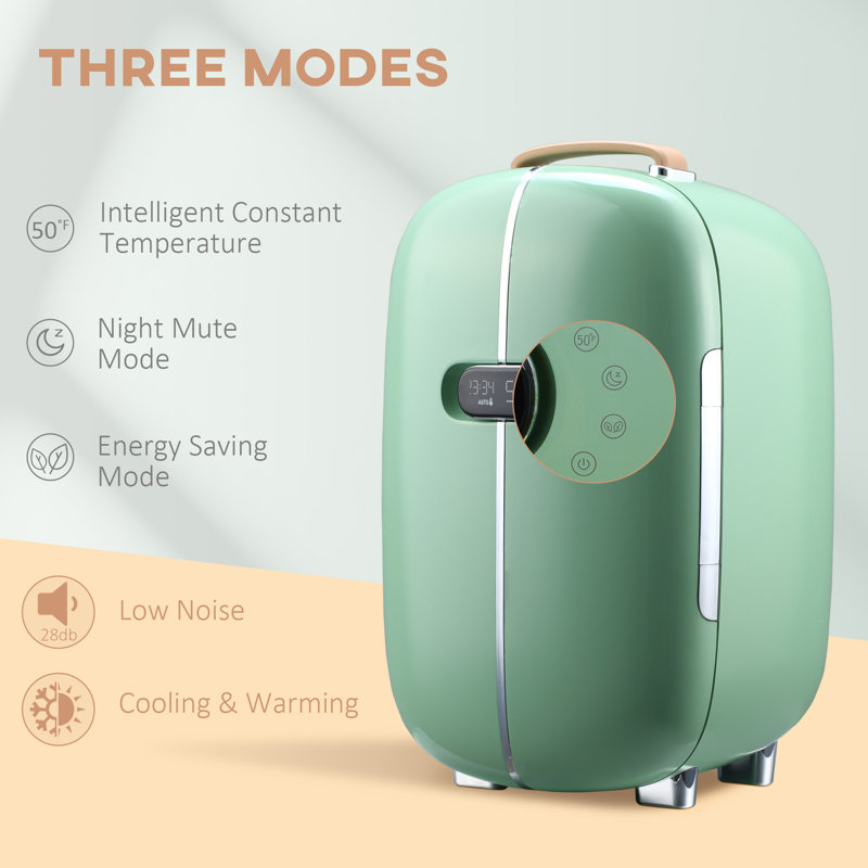 Compact Green Thermoelectric Skincare Mini Fridge with Timer