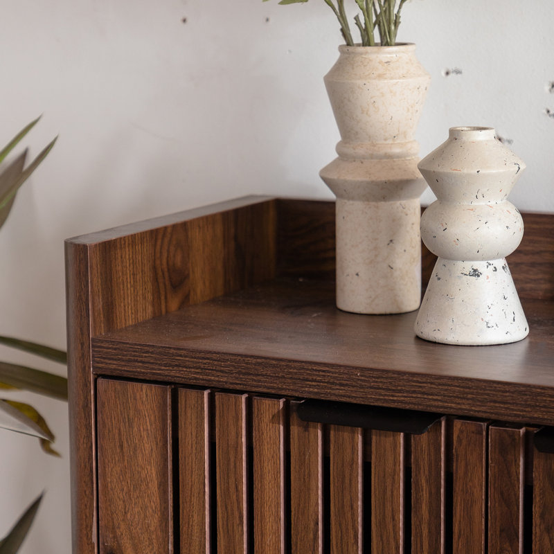 Armoire de rangement à chaussures moderne à 5 niveaux Sayers avec tablettes réglables et portes à persiennes