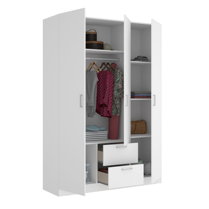 Alazne 3 Door Manifactured Wood,Manufactured Wood Wardrobe, White