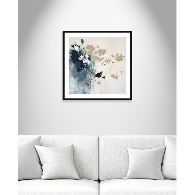 «Bliue Earthly Neutralité I» par Irena Orlov, L 27,5 po x H 27,5 po, Imprimé mat, Noir satiné
