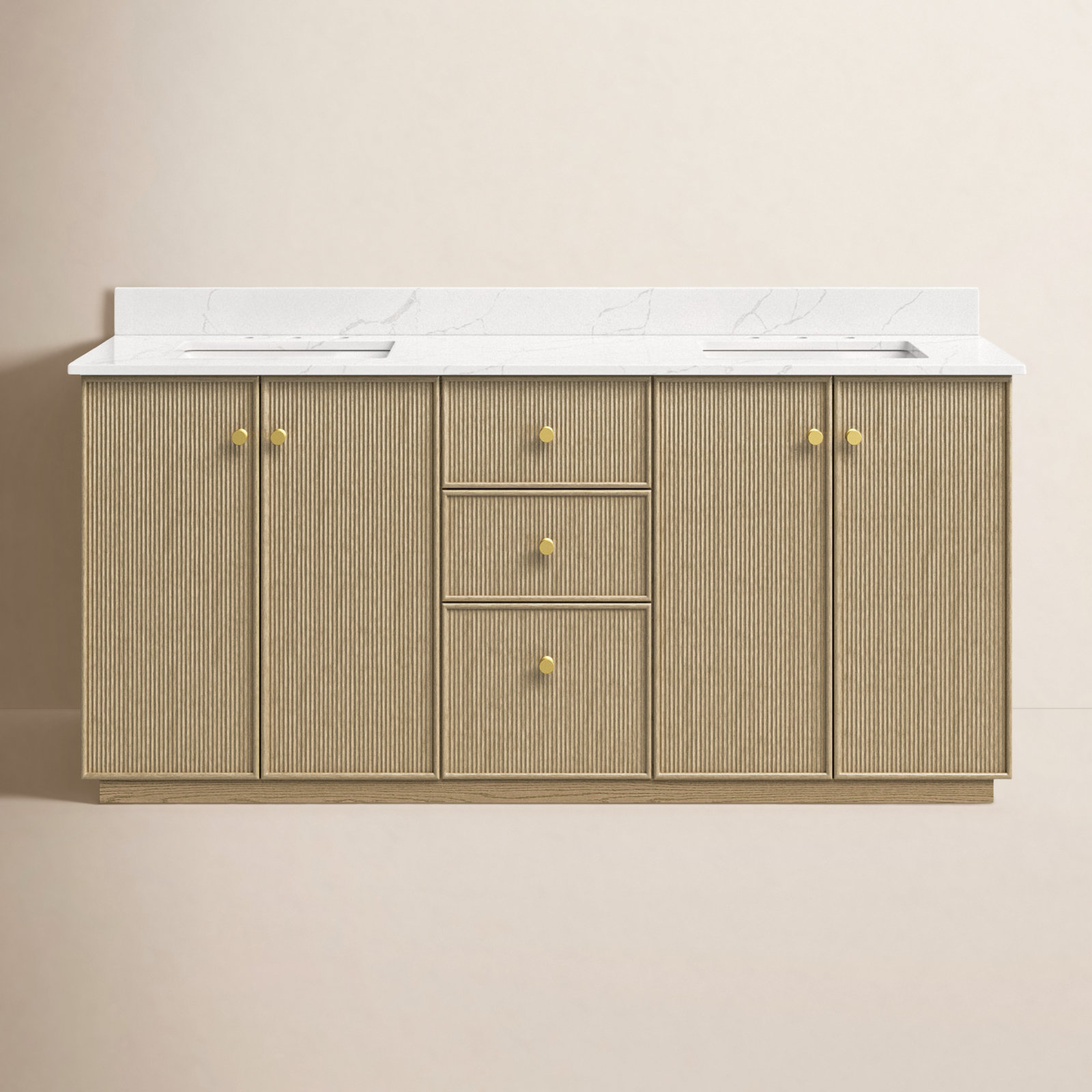 Amella 72'' Double Bathroom Vanity, Natural Oak