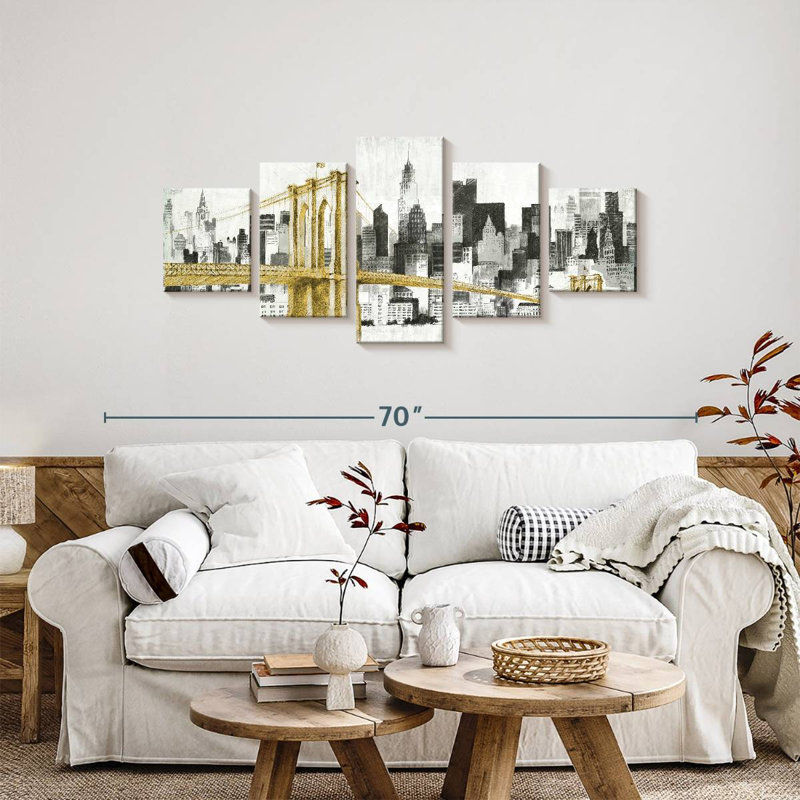 New York, pont jaune sans mots, H 24 po x l 55 po