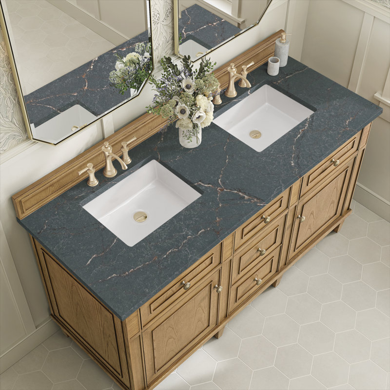 Lorelai 60'' W Double Vanity, Whitewashed Oak, Tajnar Eclos