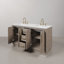 Hugo 60 In. Double Sink Carrara White Marble Countertop Vanity In Grey Oak With Gooseneck Faucets-562338900