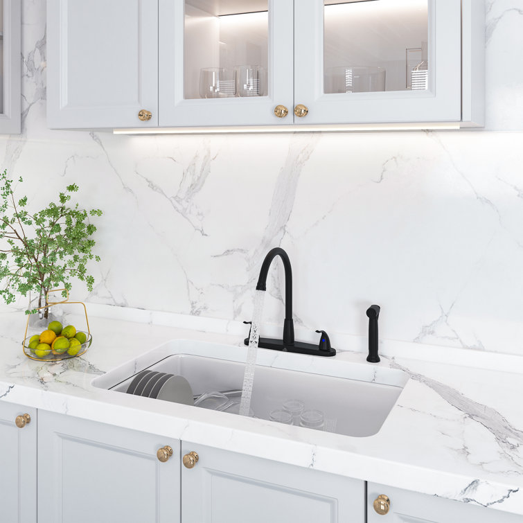 CASAINC Two Handle Kitchen Faucet with Pull Out Side Sprayer