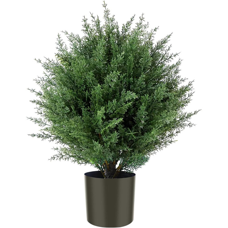 Arbre de cèdre artificiel en forme de topiaire en forme d'arbre de pin artificiel en forme de pin de 17 po résistant aux rayons UV pour les bureaux extérieurs et d'intérieur