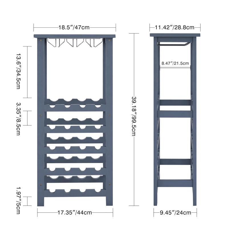 Antaja 20 Bottle Floor Wine Bottle & Glass Rack Grey