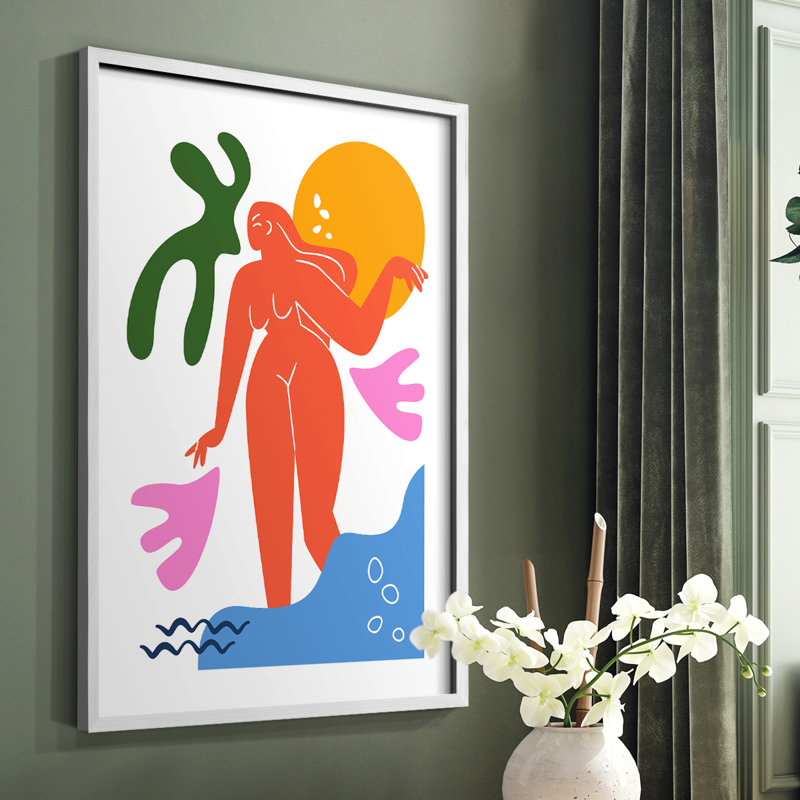 Matisse CDLIV Framed Print - Solid Wood, 28" H x 22" W, White Single Picture Framed