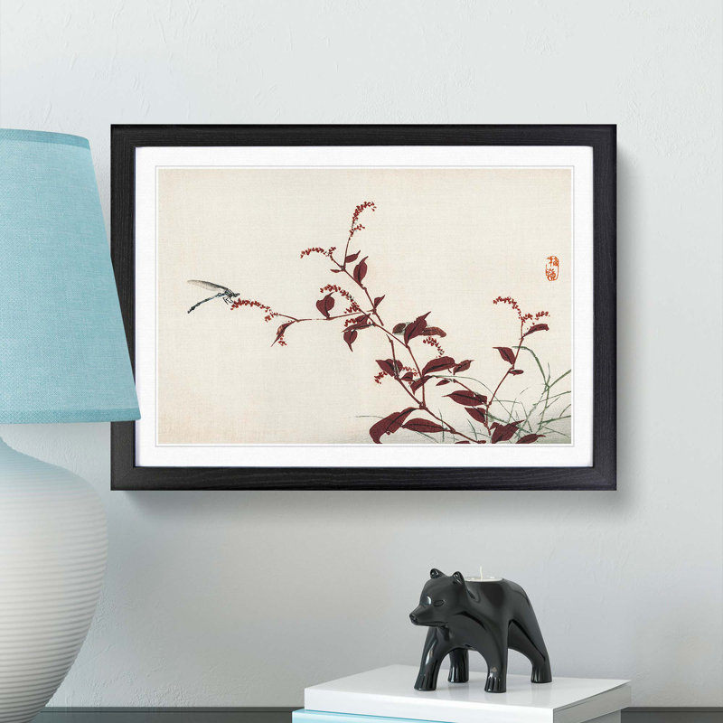 Dragonfly by Kono Bairei - Picture Frame Painting Print, 48cm H x 65cm W x 2cm D, Black Framed