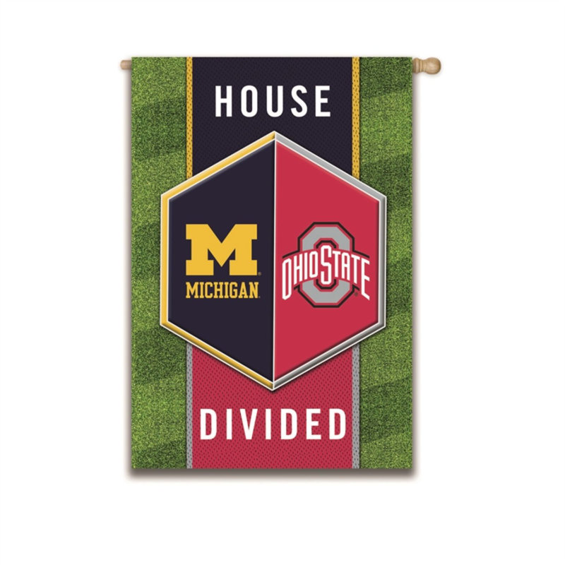 Polyester 44 x 28 po ncaa 2 côtés drapeau maison, Université du Michigan / Université Ohio State