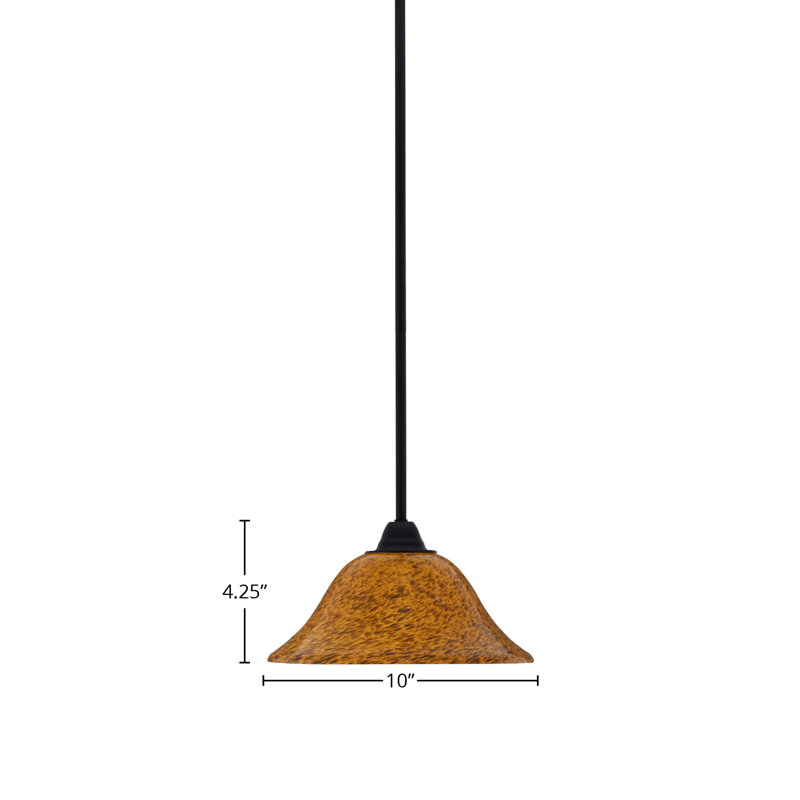 Paramount Stem Hung Pendant Shown In Matte Black Finish With 10" Sahara Glass