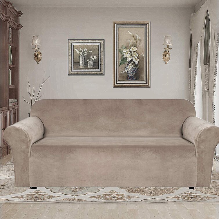 Reversible Non-Slip Box Cushion Sofa Slipcover Symple Stuff Fabric: Light Gray, Size: 63 H x 78 W x 22 D