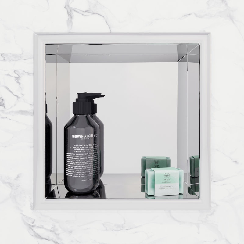 Niche de douche encastrée en acier inoxydable 304 calibre 18 de 18 po Cantrio SN-1212, Chrome poli