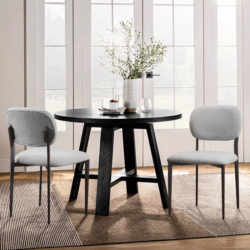 Chaise rembourrée en tissu Sherpa, chaise d'appoint avec dossier pour salle à manger, cuisine, salon, gris clair, Gris