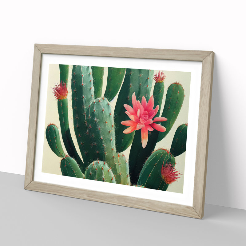Splendorous Cactus - Framed Print, 34cm H x 46cm W x 2cm D, Oak