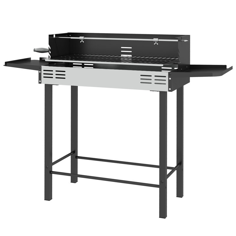 Barbecue rôtissoire, rôtissoire fendue au charbon, noir